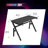 BestOffice | 47" Gaming Desk | Red | Carbon Fiber Textured Computer Desk | Sturdy Steel Frame, Cup Holder, Headphone Hook, Cable Management Holes, Adjustable Leg Pads | for Gamers, Home, Office 3