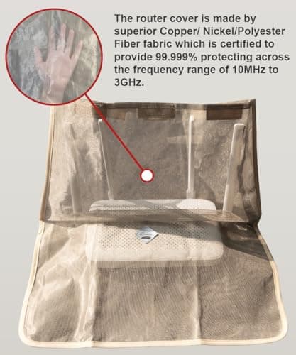 WiFi Router Shielding Cover - 14x16 Inches Copper Nickel Fabric, Adjustable Signal Management for Home & Office 3