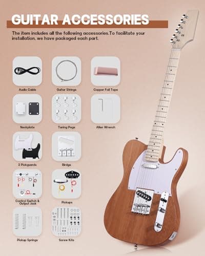 Leo Jaymz DIY TL Style Electric Guitar Kits with Mahogany Body and Maple Neck - Maple Fingerboard and All Components Included（TL） 2
