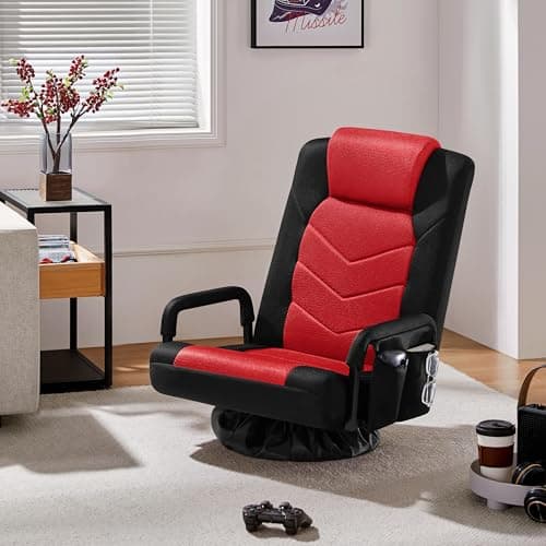 Yaheetech Floor Gaming Chair Swivel Video Game Chair Multipurpose Lazy Lounger Couch for Playing Games, TV, Reading with 6 Adjustable Position, Side Pocket, Armrest Handles 2