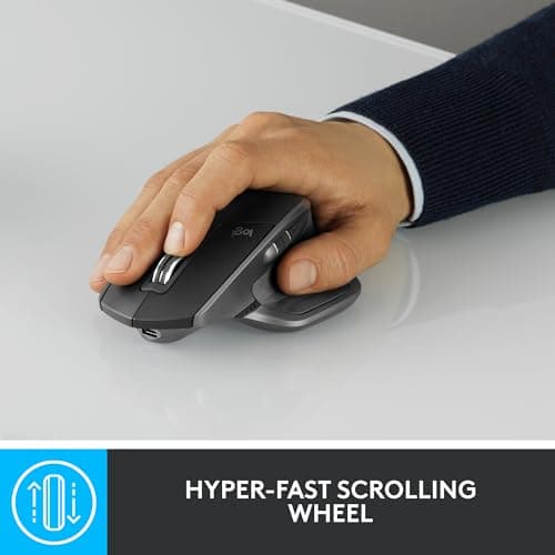 Logitech MX Master 2S Bluetooth Edition Wireless Mouse, Multi-Surface, Hyper-Fast Scrolling, Ergonomic, Rechargeable, Connects Up to 3 Mac/PC Computers - Graphite 3