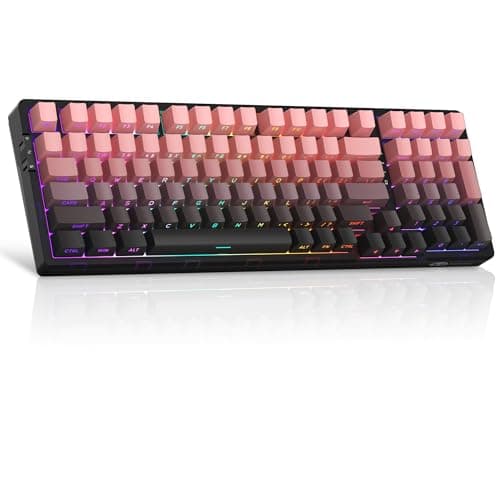 MageGee LIGHT100 Wireless Creamy Keyboard, Gasket Structure Hot Swappable, 2.4G/USB-C/BT5.0 RGB Backlit Mechanical Gaming Keyboard for Win/Mac/PC, 8000mAh Battery, Side Printed PBT Keycap, Pink