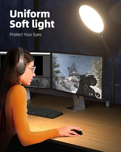 Weilisi 10.2" Desk Ring Light with Stand for Video Call, Ring Light for Desk with Clamp, 360° Rotate & Flexible Height Desk Light, Adjust Arm Desk Lamp for Home Office, Podcast, Gaming, Recording 2