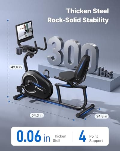 MERACH Recumbent Exercise Bike for Home with 15.6" Display Screen, Smart Bluetooth and Exclusive App Connectivity, Magnetic Stationary Bike for Riders up to 6.3" 5