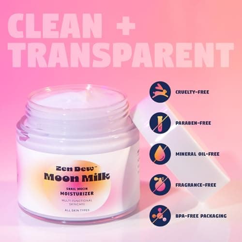 Zen Dew Moon Milk Snail Mucin Moisturizer Gel Cream (3.52 oz) Korean Snail Mucin Serum Cream that Replenishes Moisture & Leaves Skin Brighter, Plumper, Soothed & Smooth 5
