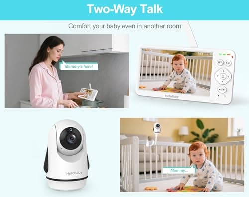 HelloBaby Baby Monitor with Camera & Audio,6" Global First IPS Display 30H Battery, Video Baby Monitor No WiFi,2-Way Talk,ECO,Pan Tilt & Night Vision,1000ft, for Parents, Elderly & Pets This Christmas 4