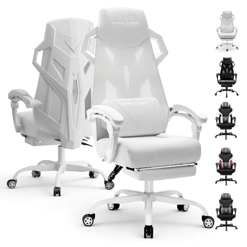 GTPLAYER Computer Chair with Adjustable Footrest, Ergonomic Gaming Chair with Headrest and Lumbar Support, Breathable Mesh Office Chair for Adults, High Back Reclining Desk Chair for Gaming and Office