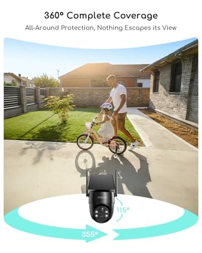 COOAU Solar Security Cameras Wireless Outdoor – Low-Light Rechargeable​​, Easy to Install, 2K 360° Camera for Home Security, Surveillance Cam with AI Smart Detection, Color Night Vision, IP66, Alexa 4