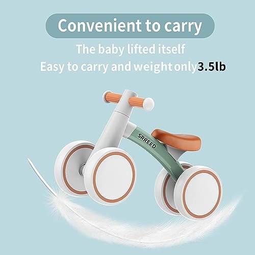 SEREED Baby Balance Bike for 1-2 Year Olds - 4 Wheels, First Bike for Toddlers, Birthday Gift (Green) 3