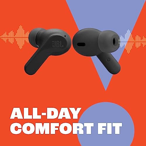 JBL Vibe Beam - True Wireless JBL Deep Bass Sound Earbuds, Bluetooth 5.2, Water & Dust Resistant, Hands-free call with VoiceAware, Up to 32 hours of battery life (Blue) (Renewed) 5