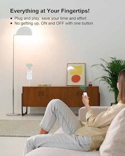 TREEWELL Remote Control Outlet, 200FT Long Range Wireless Light Switch, Mini Electrical Outlet Plug, 15A/1875W High-Power for Lamps, Christmas Lights, Household Appliances, FCC & ETL Listed 3