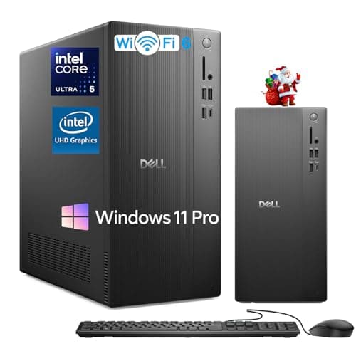 Dell Slim Tower Desktop Computer ECT1250 - Intel 10-Core Ultra 5-225, 32GB DDR5 RAM, 1TB SSD, Supports Multiple Monitors, Intel UHD Graphics, Win 11 Pro, Wifi6, Wired Keyboard and Mouse