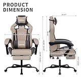 WOTSTA Gaming Chair with Massage,Ergonomic PC Gaming Chair with Footrest Comfortable Headrest and Lumbar Support, High Back, 300LBS (Grey) 2