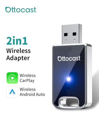 OTTOCAST Mini Edge, 2 in 1 Wireless Carplay Adapter & Wireless Android Auto Adapter for Apple iPhone Samsung or other AndroidPhone, USB Bluetooth Car Accessories for OEM Wired Carplay/Android Auto Car 3