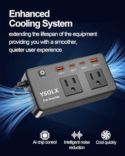 300W Car Power Inverter - YSOLX Dual DC 12V to 110V AC Car Outlet Adapter to Wall Plug, 24W Fast Charging USB-C&USB-A, Portable ​Charger Converter with for Laptops, Phones 4