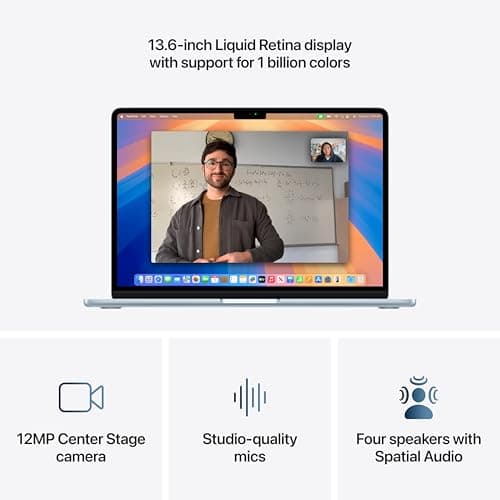 Apple 2025 MacBook Air 13-inch Laptop with M4 chip: Built for Apple Intelligence, 13.6-inch Liquid Retina Display, 16GB Unified Memory, 256GB SSD Storage, 12MP Center Stage Camera, Touch ID; Sky Blue 3