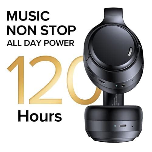TAGRY Hybrid Active Noise Cancelling Headphones 120Hrs Playtime ENC Clear Call Mic Over Ear Wireless Bluetooth Headphones with Hi-Res Audio Comfort Earcups Low Latency ANC Headphone for Travel Game 5