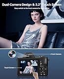 XNSIAKXA 8K Digital Cameras for Photography Autofocus 88MP WiFi Professional 16X Digital Zoom Photography Camera with Dual-Lens for YouTube with Lens Hood, Touch Screen, 2 Batteries & Charging Stand 2