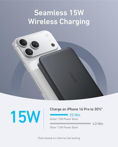 Anker MagGo Power Bank, Ultra-Slim 10,000mAh Magnetic Battery Pack, Qi2 Certified 15W Ultra-Fast MagSafe Compatible Portable Charger, Ergonomic Design, for iPhone17/16/15/14 Series Only（Not for Pixel） 3