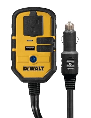 DEWALT DXAEPI140 Power Inverter 140W Car Converter: 12V DC to 120V AC Power Outlet with 25W USB Type C and 15W USB Type A Ports