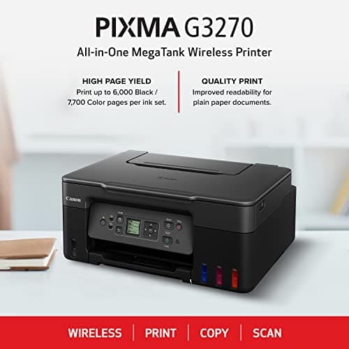 Canon MegaTank G3270 All-in-One Wireless Inkjet Printer. for Home Use, Print, Scan and Copy 3