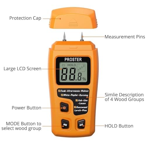 Proster Wood Moisture Meter - Digital Moisture Detector Moisture Tester, Pin-Type Moisture Detector Damp Tester for Wood Firewood Paper Floor 2