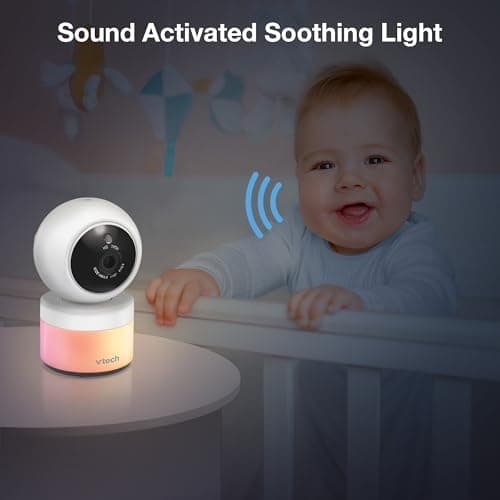 VTech Video Baby Monitor with Camera and Audio, 5" HD LCD Screen, Pan-Tilt-Zoom, 2-Way Talk, VOX Mode, Night Lights, Lullabies, Soothing Sounds, Temperature sensor, Long Range, No WiFi: VM5263 (White) 4