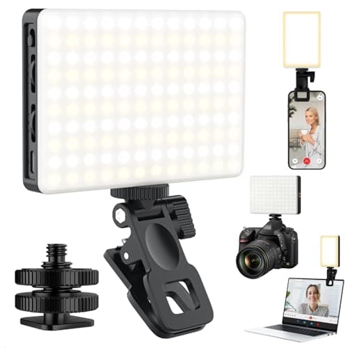 Singwil 120 LED Selfie Light for iPhone, Portable Phone Light with Clip & Camera Tripod Adapter - 5000mAh Rechargeable, 3 Lighting Modes, CRI 97+ for Video Recording, TikTok, Tripod Mount Rings