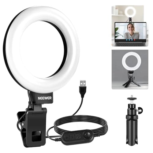 NEEWER Basic 5" Ring Light for Video Conference Lighting, Clip on Light Kit with Desk Tripod Stand for Monitor Laptop Computer Zoom Call Live Streaming Remote Working Learning Video Recording, BR60