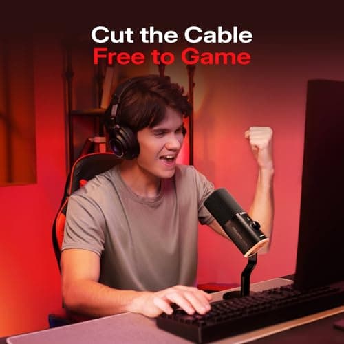 MAONO PD100W Wireless/USB Microphone, PC Gaming Mic with One-Click Noise Reduction,Mute Button,Custom RGB, 3.5mm Headphone Jack, Desktop Dynamic Streaming Mic for Recording,Podcasting, Black 2