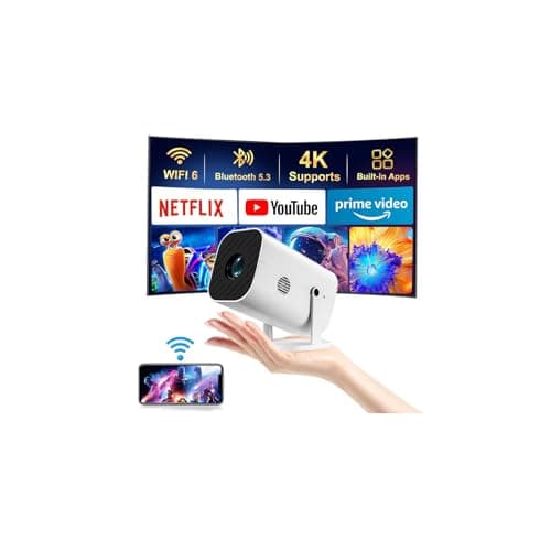 【Built-in APPS & Electric Focusing & Auto Keystone】Mini Projector With Wifi And Bluetooth, 1080P Portable Projector, Movie Projector for Bedroom, Supports Smartphones/TV Stick/iPad/PS5/Laptop/HDMI/USB
