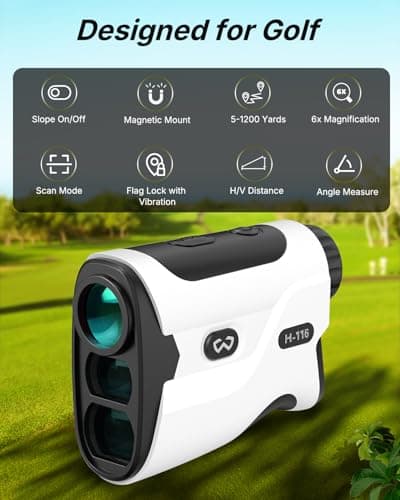 WOSPORTS Golf Rangefinder with Slope - 1200/1500 Yards Laser Range Finder Golf with Magnetic Strap, Flag Pole Locking Vibration, 6X Magnification 2
