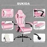 Ergonomic Video Gamer Chairs Gaming Computer Chairs Gamer Chairs for Adults Massage Lumbar Support Swivel Height Adjustable Headrest Backrest 4
