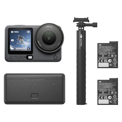 DJI Osmo Action 6 Enhanced Combo, Action Camera with 1/1.1″ Square Sensor, Variable Aperture of f/2.0–f/4.0, Extended Battery Life with 2 Batteries, Action Camera 4K for Extended Outdoor Filming