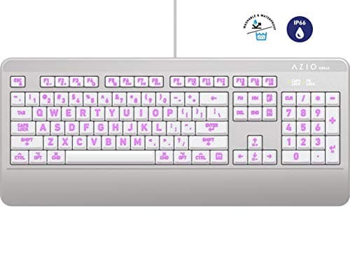 Azio Vision Mac USB-C Keyboard, Backlit/Large Print, 3 Interchange Backlight Colors, Blue/Red/Purple (KB540) 2