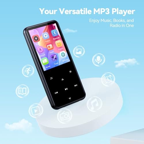 AGPTEK 64GB MP3 Player with Bluetooth, M3 2.4 inch Music Player with Speaker and FM Radio, Touch Buttons, Supports Up to 128GB(Black) 2