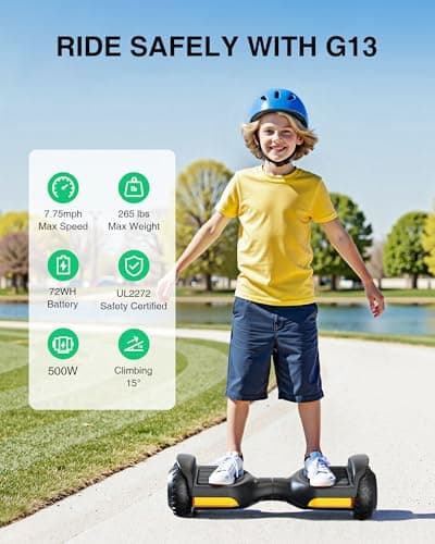 Gyroor Scooter with Adjustable Seat Attachment, 6.5" All-Terrain Self Balancing Scooter, 500W Motor, LED Lights & Bluetooth for Kids and Adults, Black 3