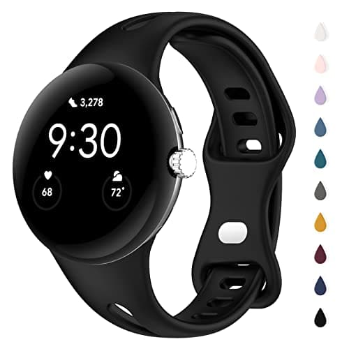 Eiavike Slim Bands Compatible with Google Pixel Watch 4 3 (41mm)/Pixel Watch 2 1, Adjustable Breathable Soft Silicone Sport Replacement Watch Band Straps Wristbands Bracelet for Google Pixel Watch