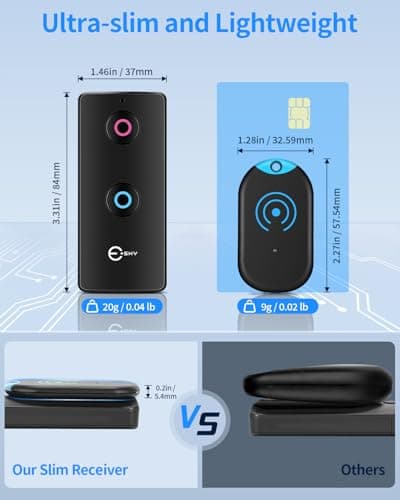 Esky Ultra Slim Key Finder, Remote Finders Locator with 80dB Sound and 2 Receivers, Wallet Tracker and Item Locators Beeper Tags for Finding Key, TV Remote, Wallet, Pets and Phone, Gifts for Parents 2