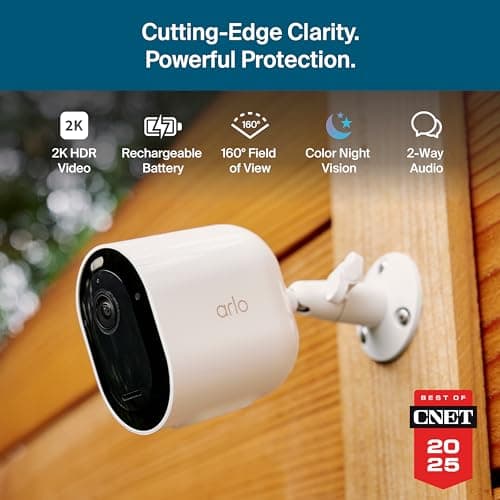Arlo Pro Security Camera 2K HDR (6th Gen, 2025 Release) - Wireless Outdoor Camera, Rechargeable Removeable Battery, Event Captions, Emergency Response, 1-Month Trial of Secure Plan, 3 Cam, White 5