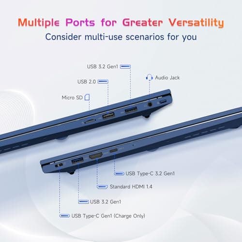 NIMO 17.3" IPS FHD-Laptop, Intel 6 Cores i3-1215U 16GB RAM 256GB SSD (Beat Ryzen 5 7520U, Up to 4.4GHz) Computer with 65W GaN Type C Backlit Keyboard Fingerprint, for Home Student and Business Blue 5