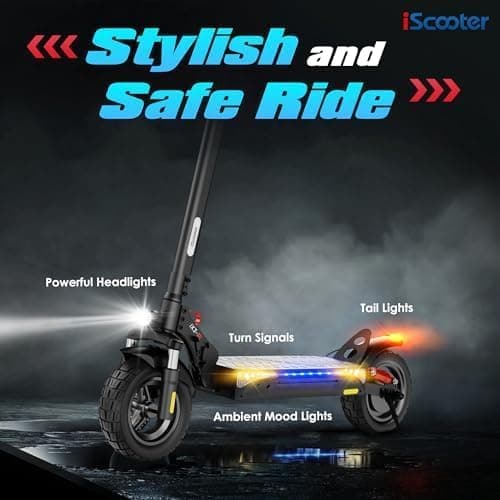 iScooter iX3 Electric Scooter,10" Off Road Pneumatic Tires,800W Motor E-Scooter Up to 25 Miles Range, Top Speed 25MPH, Adjustable Handlebar Height, Folding Commuting Escooter for Adults 6
