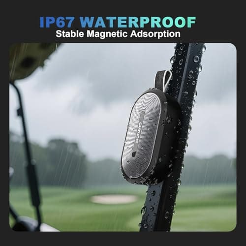 SOWO Wireless Portable Small Speaker, Ultra Magnetic Bluetooth Speaker for Golf Cart, Coverless IP67 Waterproof, 24 H Playtime, Pro Sound, Clip Hanging Design for Outdoor, Indoor - Black 4