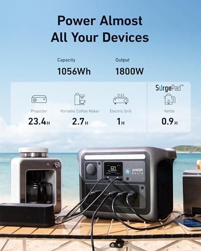 Anker SOLIX C1000 Portable Power Station, 1800W (Peak 2400W) Solar Generator, Full Charge in 58 Min, 1056wh LiFePO4 Battery for Home Backup, Power Outages, and Outdoor Camping (Optional Solar Panel) 5