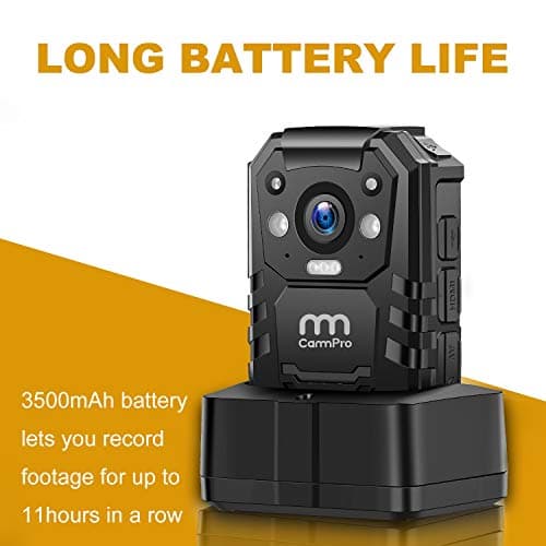 1296P HD Police Body Camera,32G Memory,CammPro I826 Premium Portable Body Camera,Waterproof Body-Worn Camera with 2 Inch Display,Night Vision,GPS for Law Enforcement Recorder,Security Guards,Personal 3