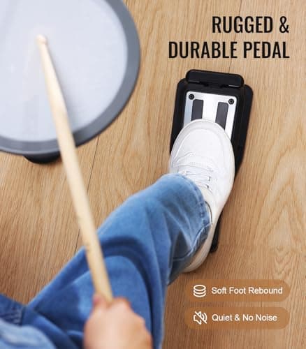 HAMPBACK MK-0 Electric Drum Set with 7'' Quiet Mesh Drum Pads, 8'' Full Rubber Cymbals, 12 Kits and 68 Authentic Sounds, USB MIDI, Throne, Sticks, Headphone, 2 Switch Pedals for Beginners & Kids 3