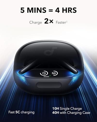 Soundcore Liberty 4 Pro by Anker, Noise Cancelling Wireless Earbuds, 7-Sensor and Real-Time Adaptive Noise Cancelling, 2× Faster Charging, Studio-Level Hi-Fi Music, Clear Calls with 6 Mics and AI 3