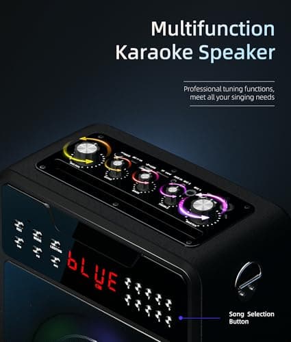 Karaoke Machine for Adults, Portable Bluetooth Speaker with 2 Wireless Microphones and Lights Show, Karaoke Speaker with Bass & Treble, Supports for TWS,USB,FM,REC,AUX in,TF Card for Party/Meeting 5