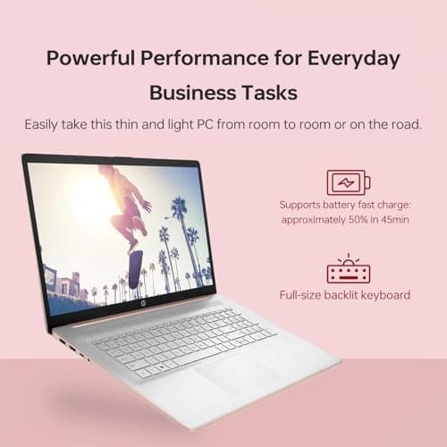 HP 2025 17t Business Professional Rose Gold Laptop, 17.3" HD+ Touchscreen, Intel Core i5-1334U, 32GB RAM, 2TB SSD, Webcam, FP Reader, Backlit KB, HDMI, Wi-Fi 6, Windows 11 Pro 5