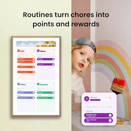 ApoloSign 21.5" Digital Calendar: Dual Mode Calendars with Google Play & Multi-calendar Sync, Electronic Planner & Chore Chart, Smart Touchscreen, Interactive Display for Family Schedules (Teak Wood, 21.5-inch) 4